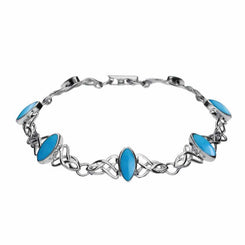 Sterling Silver Turquoise Marquise Shaped Celtic Bracelet B594