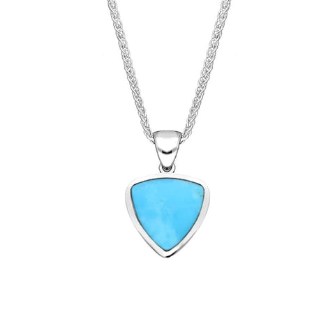 Sterling Silver Turquoise Small Curved Triangle Necklace. P323.
