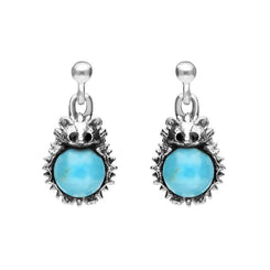 Sterling Silver Turquoise Tiny Hedgehog Drop Earrings, E2428