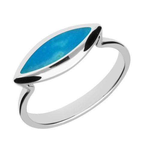 Sterling Silver Turquoise Toscana Side Marquise Ring R513