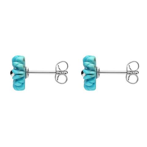Sterling Silver Turquoise Tuberose Daisy Stud Earrings, E2161.