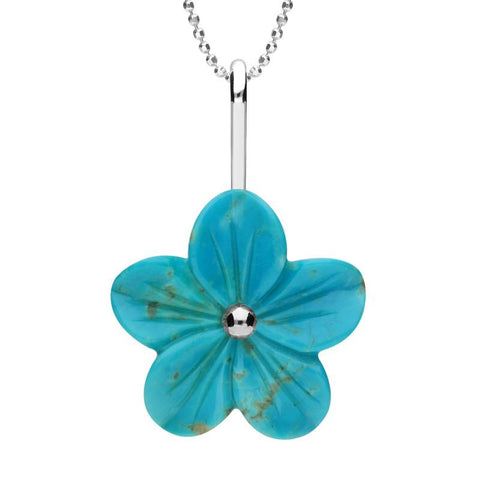 Sterling Silver Turquoise Tuberose Desert Rose Necklace, P2858.