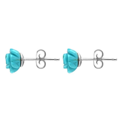 Sterling Silver Turquoise Tuberose Rose Stud Earrings, E2151.