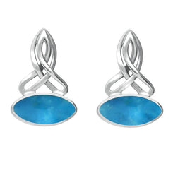 Sterling Silver Turquoise Wide Marquise Celtic Stud Earrings E977