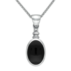 Sterling Silver Whitby Jet Bottletop Necklace P008