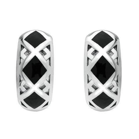 Sterling Silver Whitby Jet Curved Crossover Four Piece Set