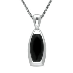 Sterling Silver Whitby Jet Barrel Frame Necklace P1396