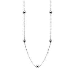 Sterling Silver Whitby Jet Heart Link Disc Chain Necklace. N746