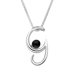 Sterling Silver Whitby Jet Love Letters Initial G Necklace P3454C