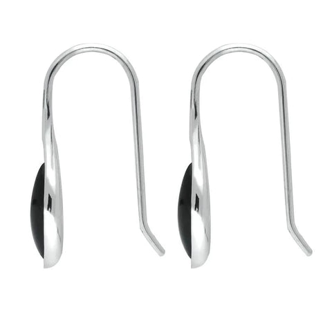 Sterling Silver Whitby Jet Marquise Overlap Hook Earrings E2313