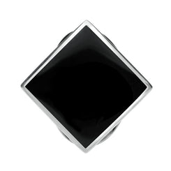 Sterling Silver Whitby Jet Medium Rhombus Ring. R607.