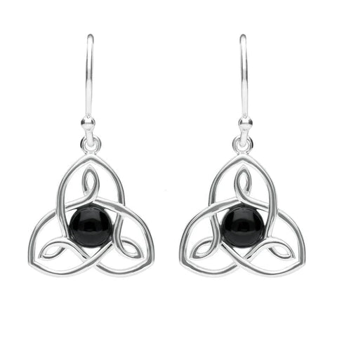Sterling Silver Whitby Jet Open Celtic Cross Two Piece Set. S037