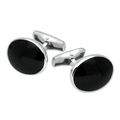 Sterling Silver Whitby Jet Oval Shape Cufflinks, CL415.