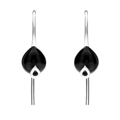 Sterling Silver Whitby Jet Pear Hook Earrings E2317