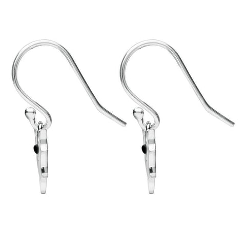 Sterling Silver Whitby Jet Small Bat Hook Earrings. E1767.