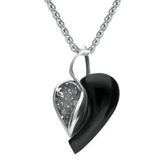 Sterling Silver Whitby Jet Small Heart Swirl Necklace P2485