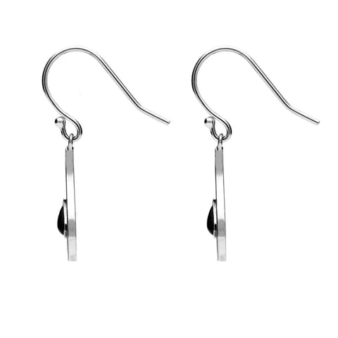 Sterling Silver Whitby Jet Teardrop Oxidised Drop Earrings E1925