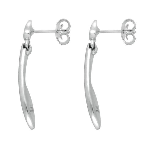 Sterling Silver Whitby Jet Toscana Long Marquise Drop Earrings. E1187.