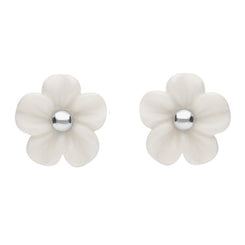 Sterling Silver White Agate Desert Rose Tuberose Stud Earrings, E2154