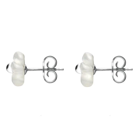 Sterling Silver White Agate Small Gypsophila Tuberose Stud Earrings, E2157