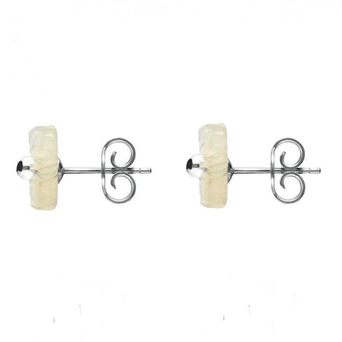 Sterling Silver White Mother of Pearl Tuberose Daisy Stud Earrings, E2160.