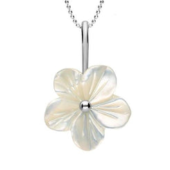 Sterling Silver White Mother of Pearl Tuberose Desert Rose Necklace, P2858.