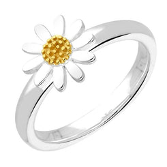 Sterling Silver Yellow Gold Vermeil Light Petal Daisy Ring R1187