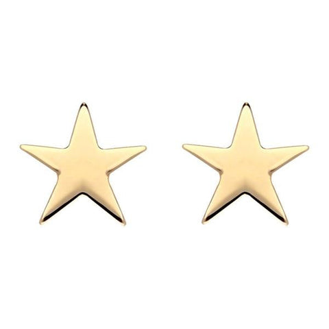 Sterling Silver Yellow Gold Vermeil Star Stud Earrings, E2481.