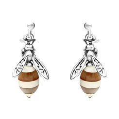 Sterling Silver Amber Small Bee Drop Earrings E2423