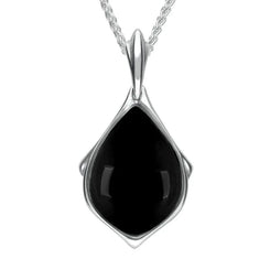 Sterling Silver Whitby Jet Framed Pear Necklace P2171