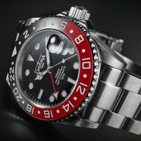 Davosa Ternos Professional GMT Tri Bracelet Watch detailed product view
