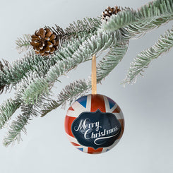Christmas Wishes Union Jack Gift Presentation Bauble, BBL2