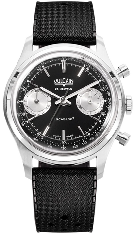 Vulcain Watch Chronograph 38mm Black Silver Rubber 640109A00.BAC243