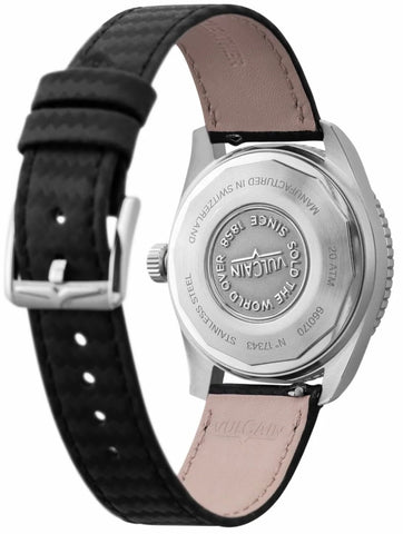 Vulcain Skindiver Black Leather Watch