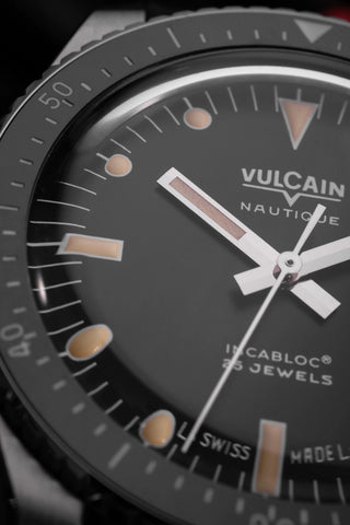 Vulcain Skindiver Black Leather Watch