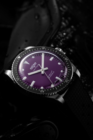 Vulcain Skindiver Nautique Purple Black Leather Limited Edition Watch