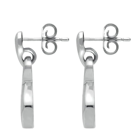 00074260 C W Sellors Sterling Silver Whitby Jet Freeform Pentagon Drop Earrings. E345