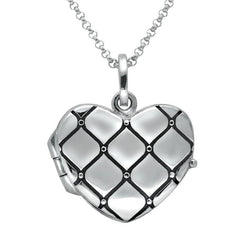 00119452 C W Sellors Sterling Silver Padded Heart Locket Necklace, P2633