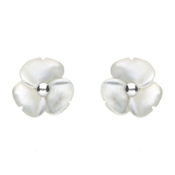 00126550 C W Sellors Sterling Silver White Mother of Pearl Tuberose Clover Stud Earrings, E2159.