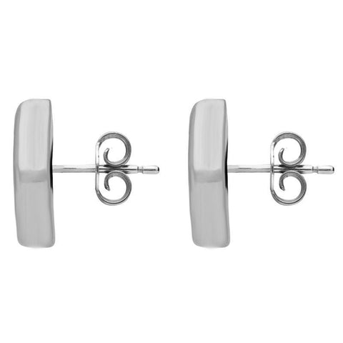 00069668 C W Sellors Sterling Silver Whitby Jet Freeform Pentagon Stud Earrings, E351.