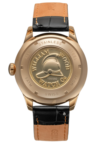 William Wood Chivalrous Rose Gold Black Leather Watch