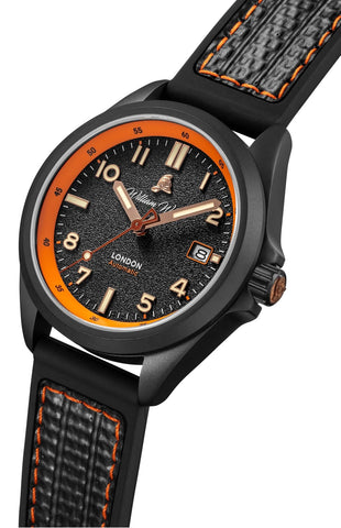 William Wood Fearless Orange Black Fire Hose Watch
