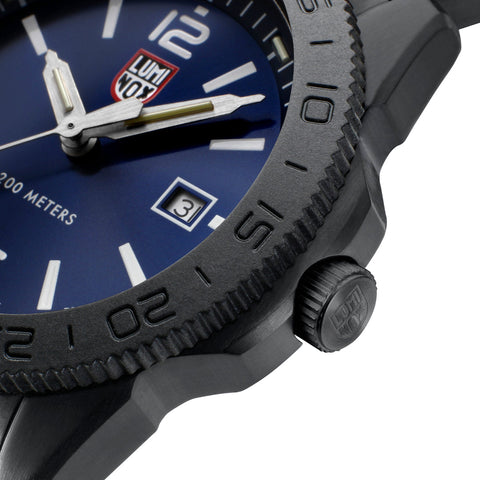 Luminox Pacific Diver Black Steel Blue Watch XS.3123.B - detail view