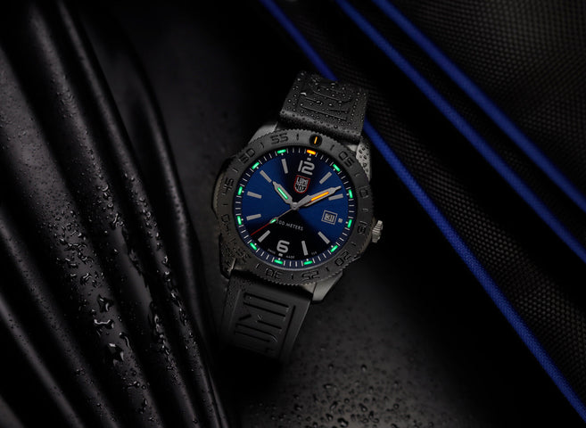 Luminox Pacific Diver Black Steel Blue Watch XS.3123.B - UV light view