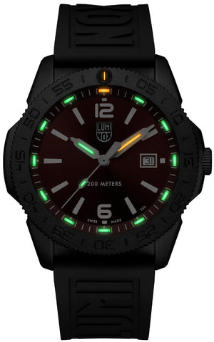 Luminox Pacific Diver Black Steel Red Watch XS.3135.B - detail view