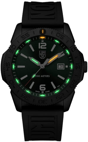 Luminox Pacific Diver Black Steel Green Watch XS.3137.B - detail view