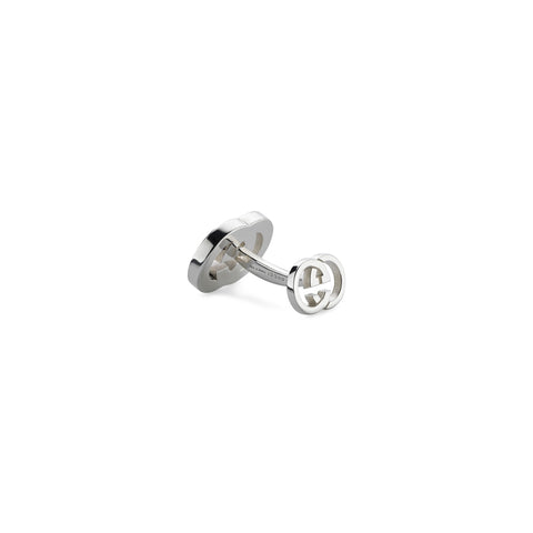 Gucci Interlocking G Black Enamel and Sterling Silver Cufflinks