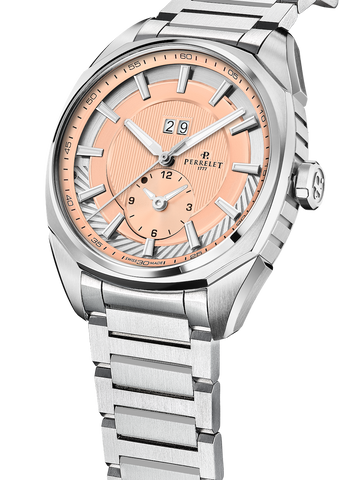 Perrelet LAB Peripheral Big Date Dual Time Salmon Bracelet Watch