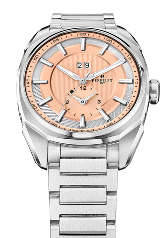 Perrelet LAB Peripheral Big Date Dual Time Salmon Bracelet Watch