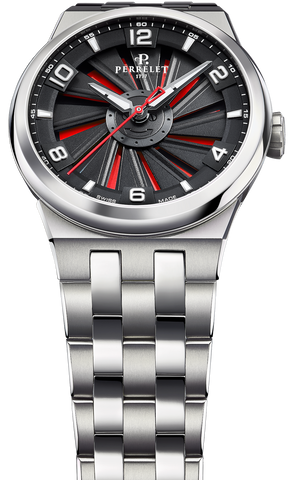 Perrelet Turbine Titanium 41 Red Bracelet Watch